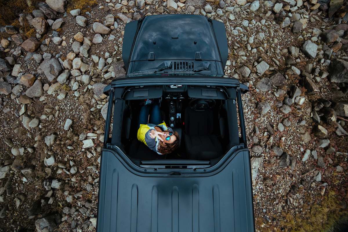 odiorne point state park bird's eye view of person riding black top-down vehicle rye